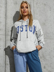 Hoodie Letters Print Pattern Lace Up Polyester Sweatshirt