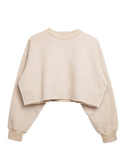 Hoodie Long Sleeves Cotton Blend Hooded Sweatshirt Crop Top