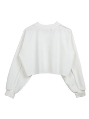 Hoodie Long Sleeves Cotton Blend Hooded Sweatshirt Crop Top
