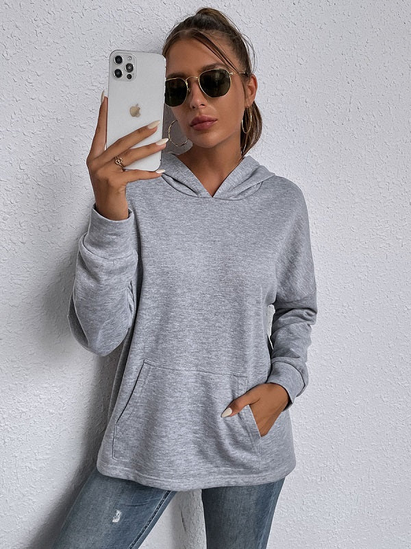 Hoodie Long Sleeves Pockets Cotton Hooded Sweatshirt