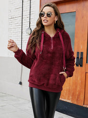 Hoodie Long Sleeves Pockets Polyester Hooded Sweatshirt
