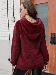 Hoodie Long Sleeves Pockets Polyester Hooded Sweatshirt