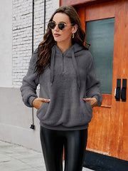 Hoodie Long Sleeves Pockets Polyester Hooded Sweatshirt