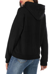 Hoodie Long Sleeves Printed Cotton Classic Hooded Sweatshirt