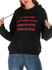 Hoodie Long Sleeves Printed Cotton Classic Hooded Sweatshirt
