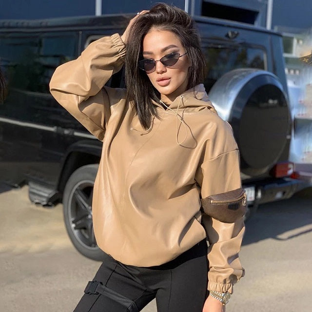 Hoodie Sport Style Coat All-Match Pullovers Punk Crop Tops Casual
