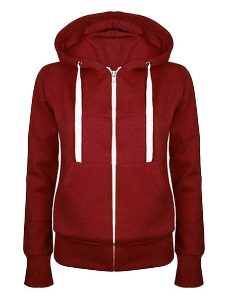 Hoodies Hooded Long Sleeve Zipper Strappy Sweatshirt