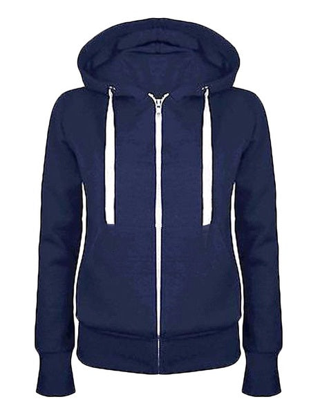 Hoodies Hooded Long Sleeve Zipper Strappy Sweatshirt