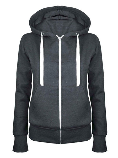 Hoodies Hooded Long Sleeve Zipper Strappy Sweatshirt