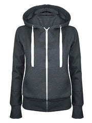 Hoodies Hooded Long Sleeve Zipper Strappy Sweatshirt