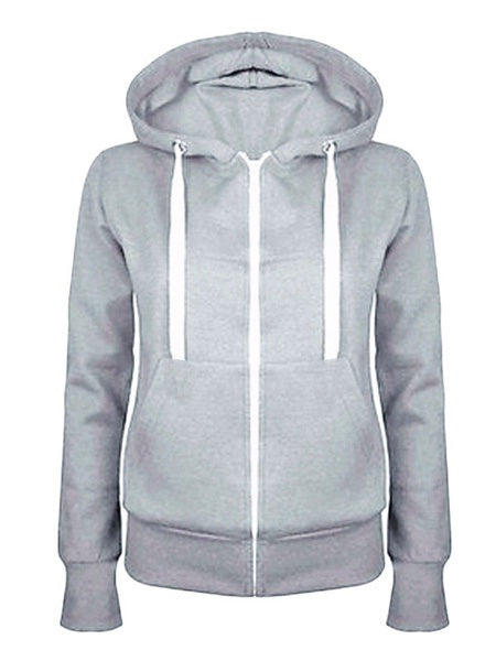 Hoodies Hooded Long Sleeve Zipper Strappy Sweatshirt