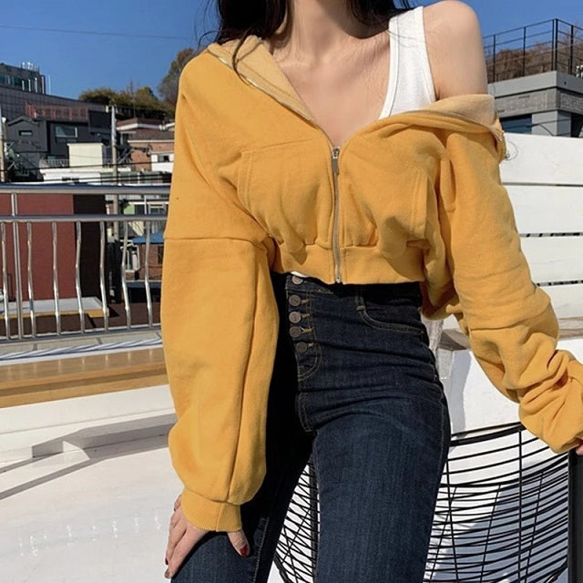 Hoodies Sweatshirt Tracksuit Long Sleeve Crop Top Fashion