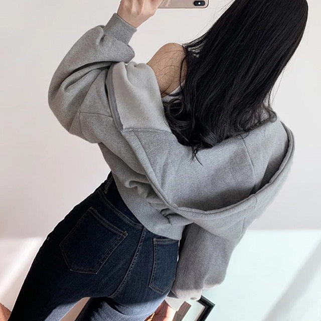 Hoodies Sweatshirt Tracksuit Long Sleeve Crop Top Fashion