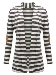 Horizontally-Striped Open Front Cardigan
