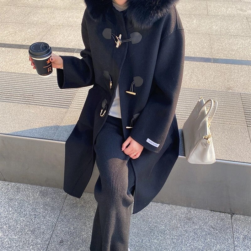 Horn Buckle Double-sided Wool Outerwear