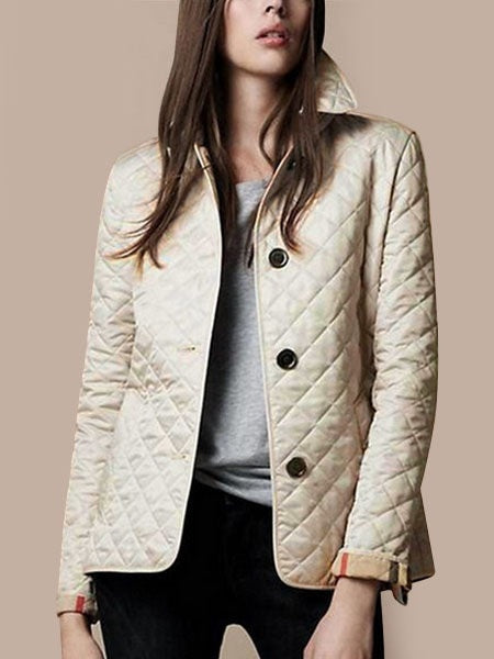 Jacket Button Long Sleeve Turndown Collar Padded Coat