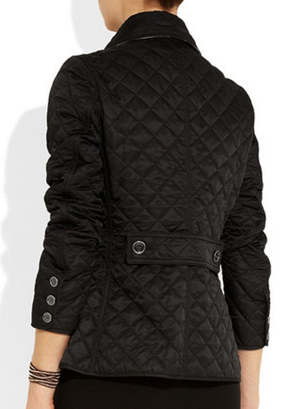 Jacket Button Long Sleeve Turndown Collar Padded Coat