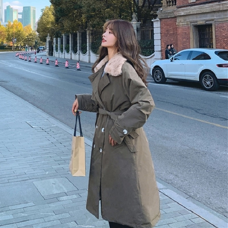 Jacket Pockets High-Quality Elegant Lace Solid Color Long Coats