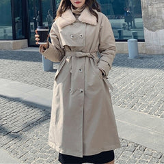 Jacket Pockets High-Quality Elegant Lace Solid Color Long Coats