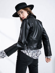 Jacket Turndown Collar High Casual PU Leather Jacket