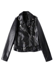Jacket Turndown Collar High Casual PU Leather Jacket