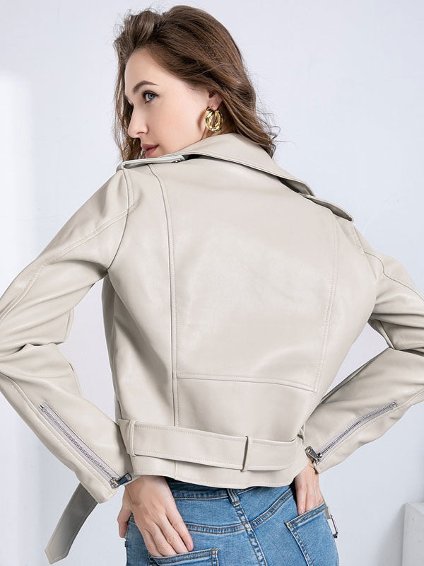 Jacket Turndown Collar High Casual PU Leather Jacket