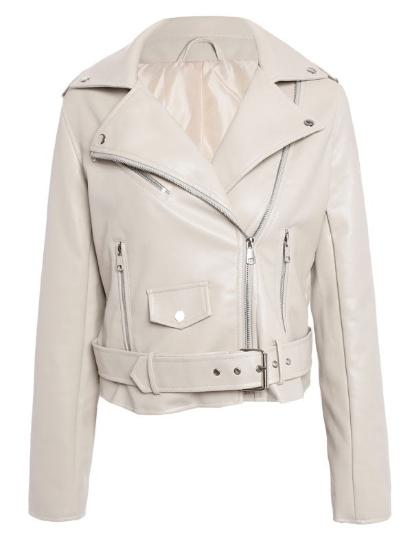 Jacket Turndown Collar High Casual PU Leather Jacket