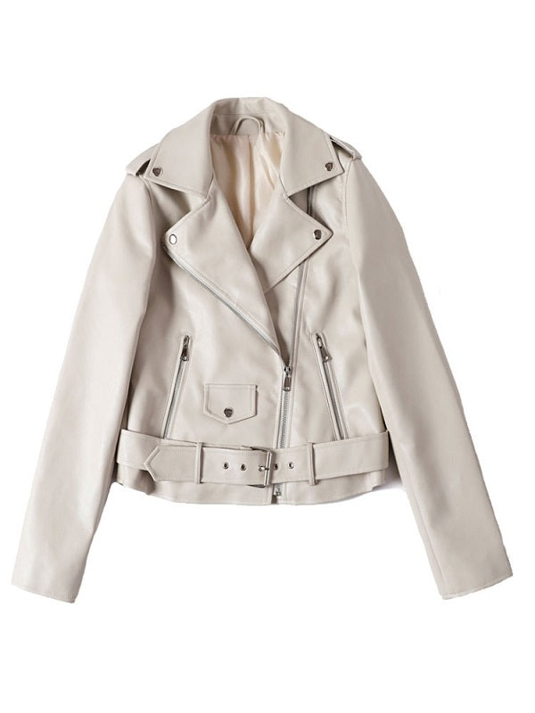 Jacket Turndown Collar High Casual PU Leather Jacket
