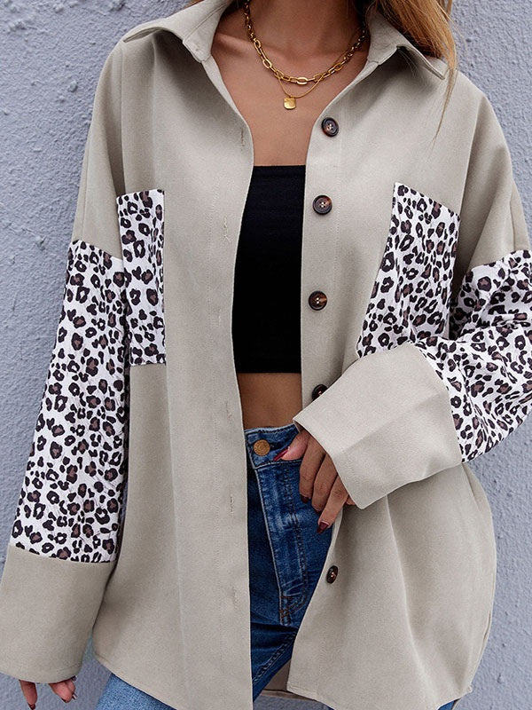 Jacket Turndown Collar Two-Tone Cotton Oversized Overcoat