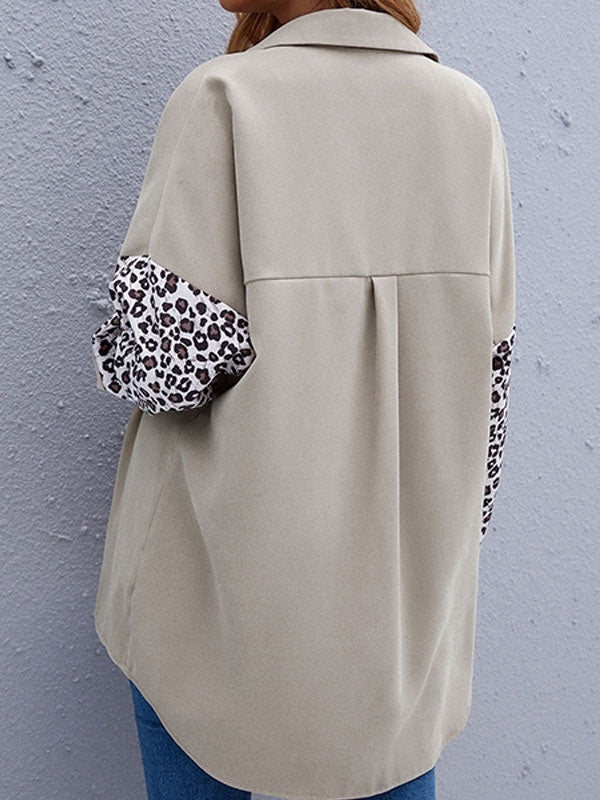 Jacket Turndown Collar Two-Tone Cotton Oversized Overcoat