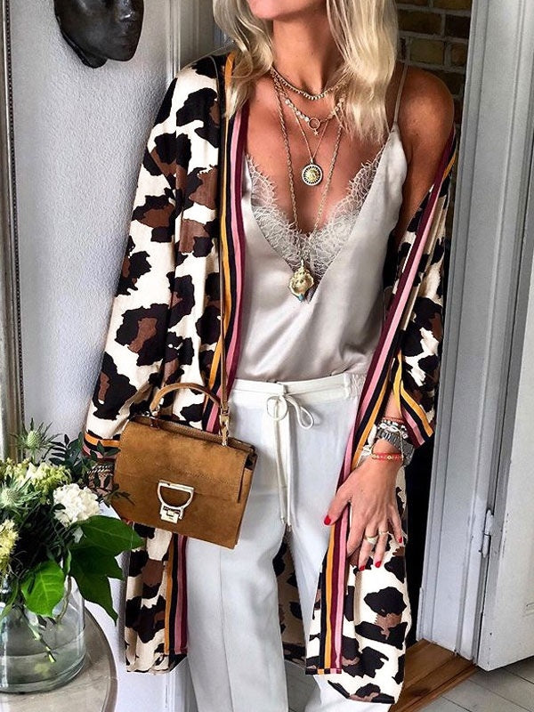 Jackets Halter Printed Oversized Casual Piping Indoor Jacket