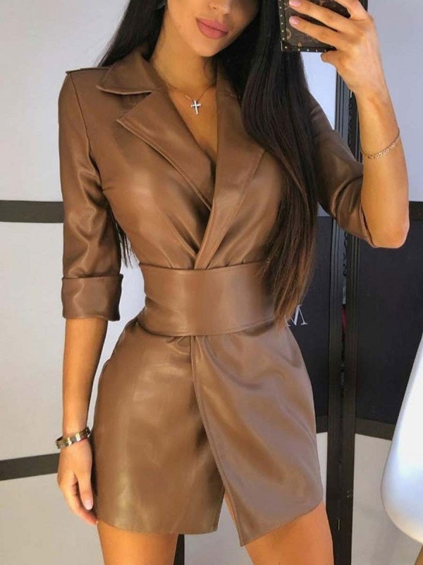 Jackets Turndown Collar Casual Street Wear Leather Jacket