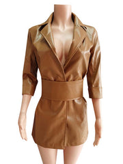 Jackets Turndown Collar Casual Street Wear Leather Jacket