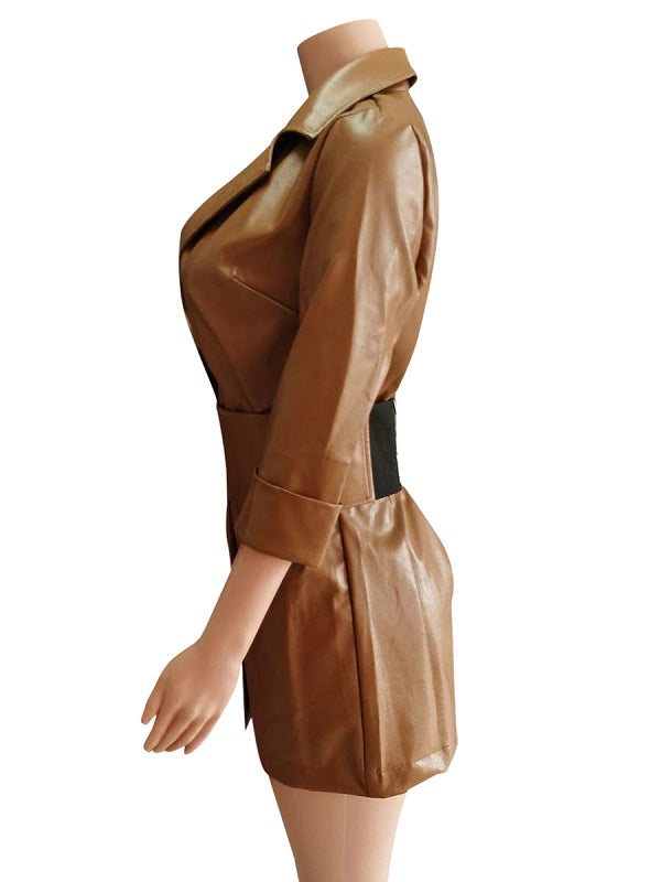 Jackets Turndown Collar Casual Street Wear Leather Jacket