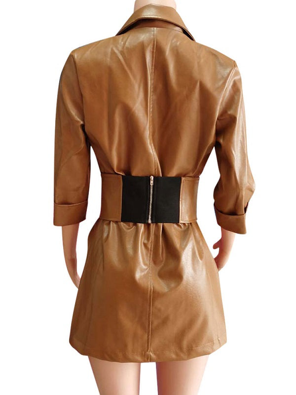Jackets Turndown Collar Casual Street Wear Leather Jacket