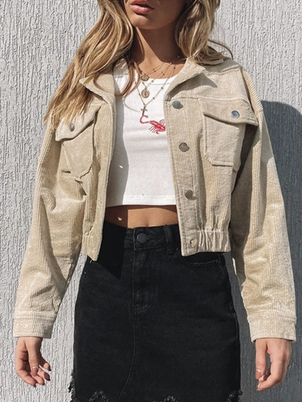 Jackets Turndown Collar Field Polyester Casual Short Jacket