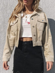 Jackets Turndown Collar Field Polyester Casual Short Jacket