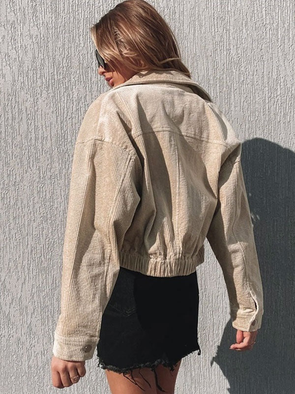 Jackets Turndown Collar Field Polyester Casual Short Jacket