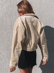 Jackets Turndown Collar Field Polyester Casual Short Jacket