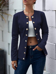 Jewel Neck Buttons Casual Street Wear Jacket