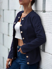 Jewel Neck Buttons Casual Street Wear Jacket