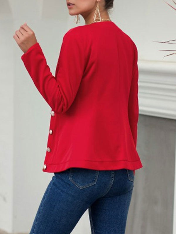 Jewel Neck Buttons Casual Street Wear Jacket