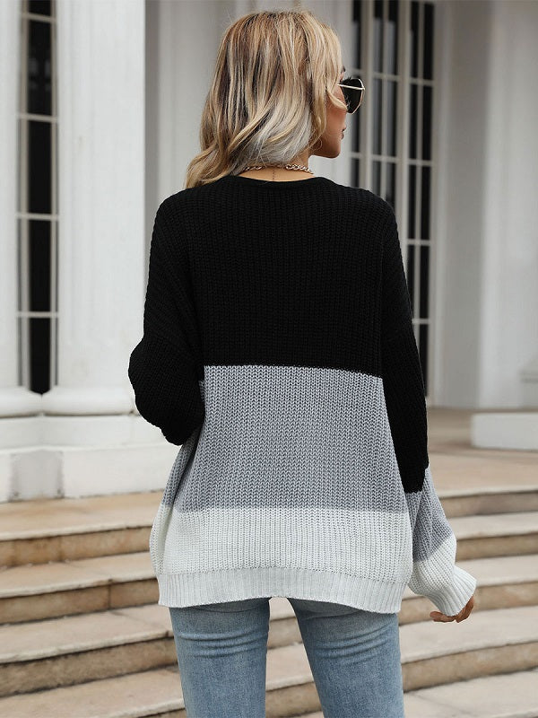Jewel Neck Polyester Long Sleeves Stretch Sweaters