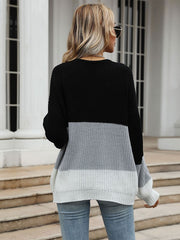 Jewel Neck Polyester Long Sleeves Stretch Sweaters