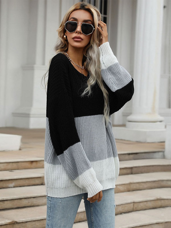 Jewel Neck Polyester Long Sleeves Stretch Sweaters