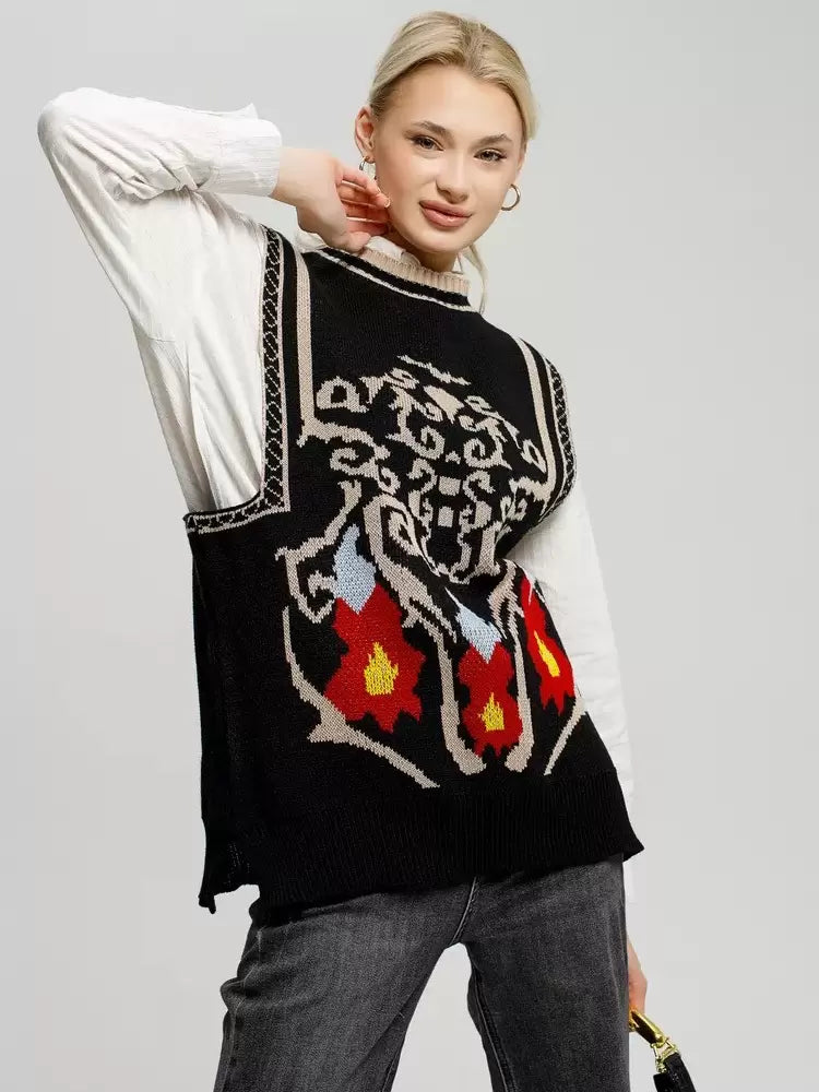 Jewel Neck Solid Sleeveless Polyester Street Wear Sweaters