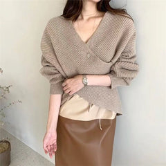 Knitting Cross Pull Sexy Loose Casual Elegant Sweaters