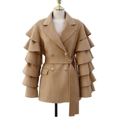 Korean Dongdaemun Design Multi-layer Lotus Leaf Sleeve Coat