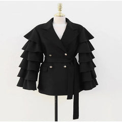 Korean Dongdaemun Design Multi-layer Lotus Leaf Sleeve Coat