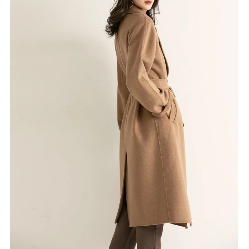 Korean High-end Cashmere Blend Long Split Coat